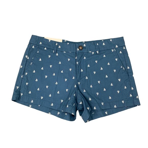 Uniqlo Shorts Womens 4 Cadet Sailboat Flat Front Cotton Micro Chino Lightweight - Picture 1 of 11